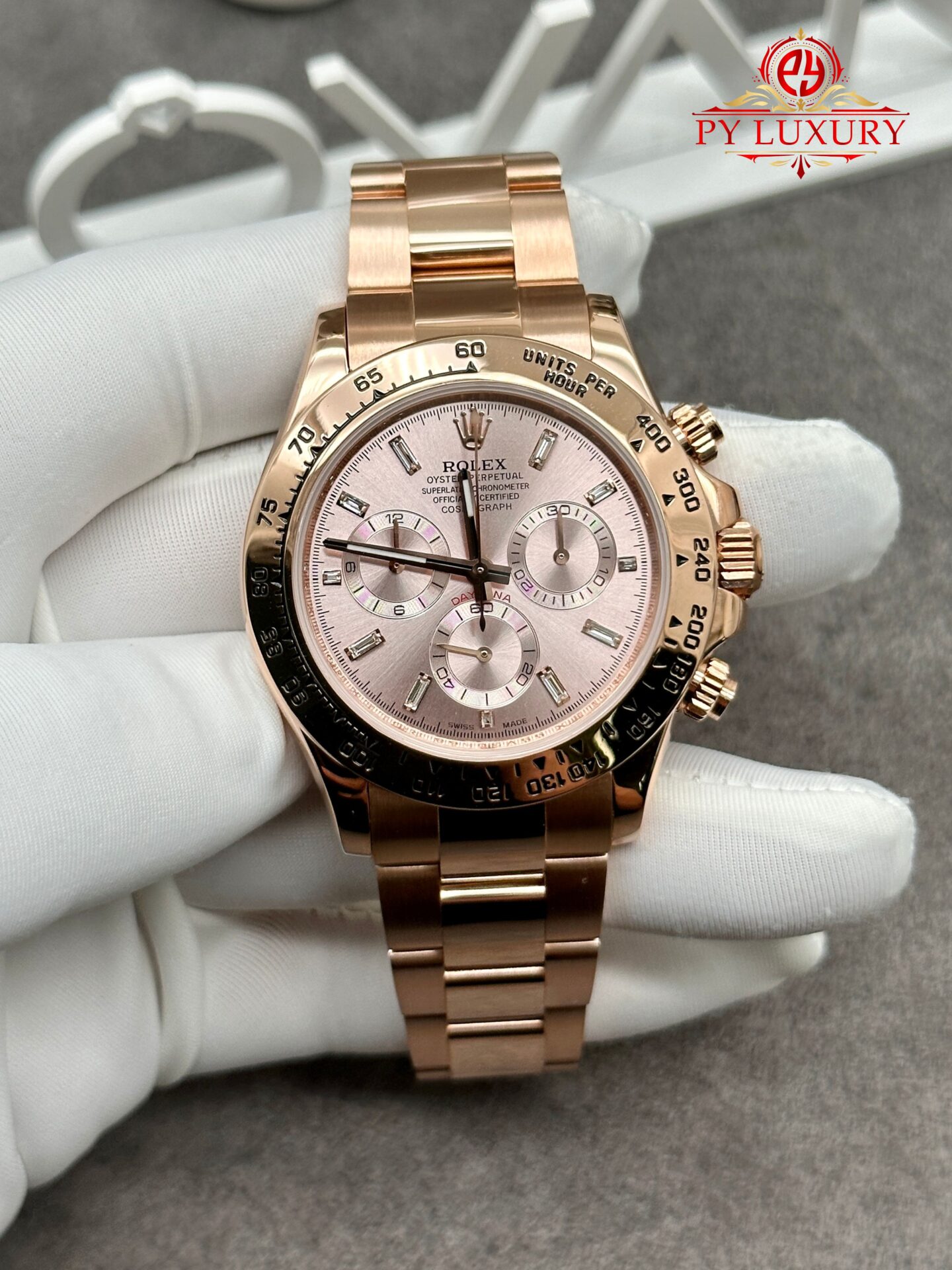 Rolex Daytona 116505-0017 CNC 1:1 Custom Made 18K Solid Gold CVD Diamonds 40mm
