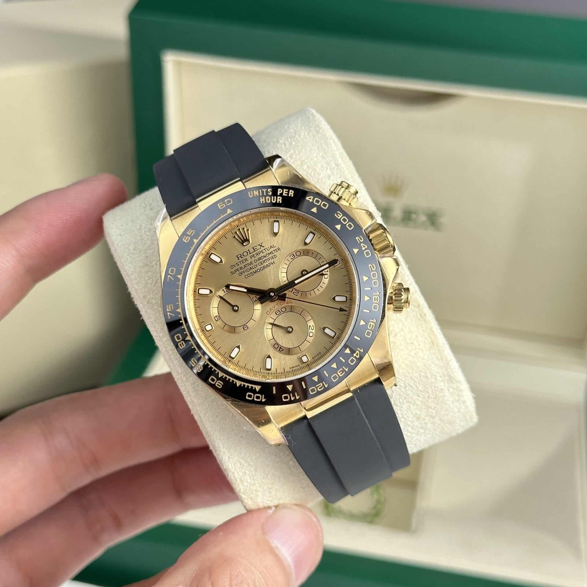 Rolex Daytona 116518LN-0042 Yellow Gold Champagne Dial Oysterflex Best Replica Clean Factory 40mm