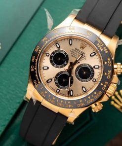Rolex Daytona 116518 Yellow Gold Champagne Dial Oysterflex Replica 40mm