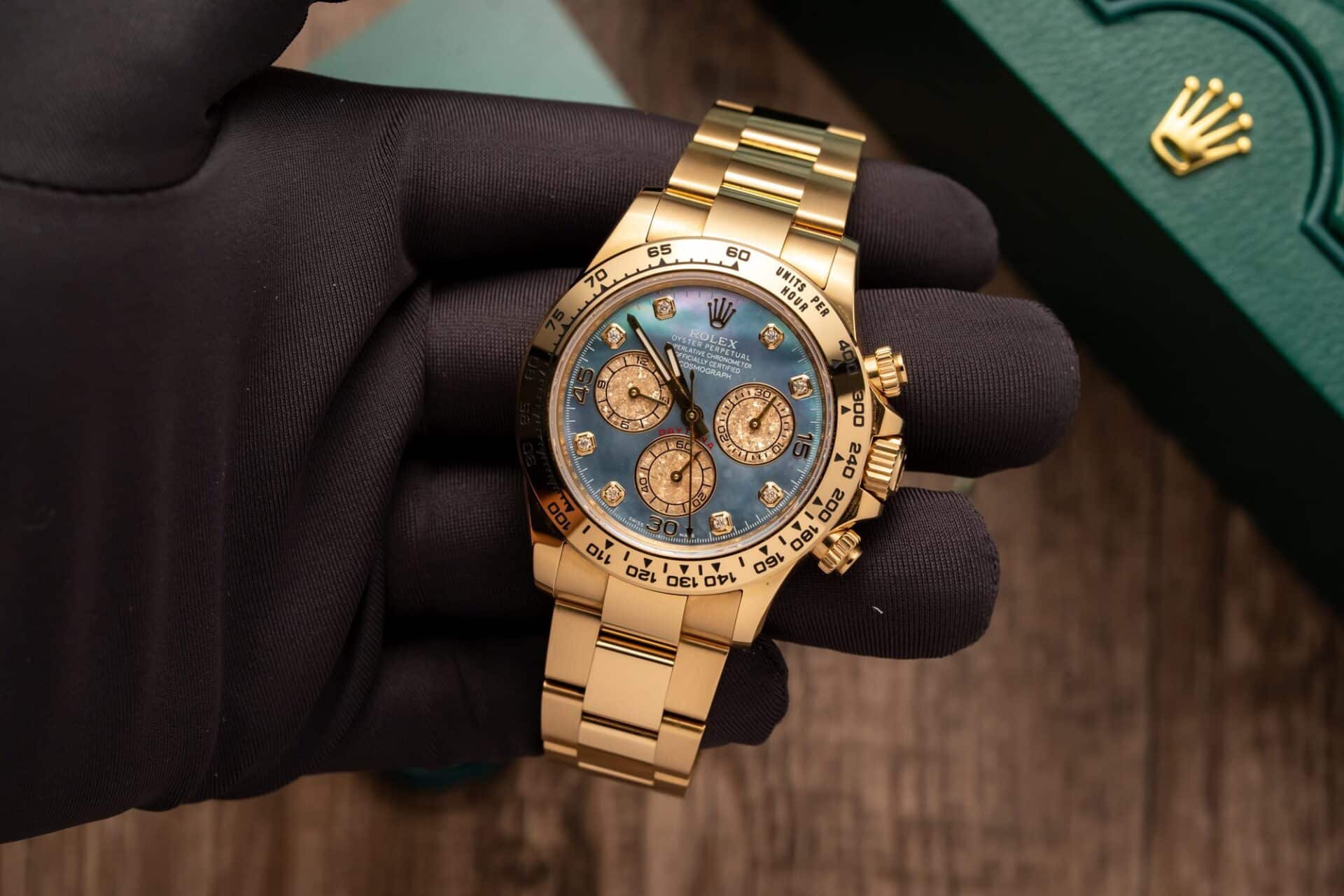 Rolex Daytona Yellow Gold Custom Purple MOP Dial Best Replica 40mm