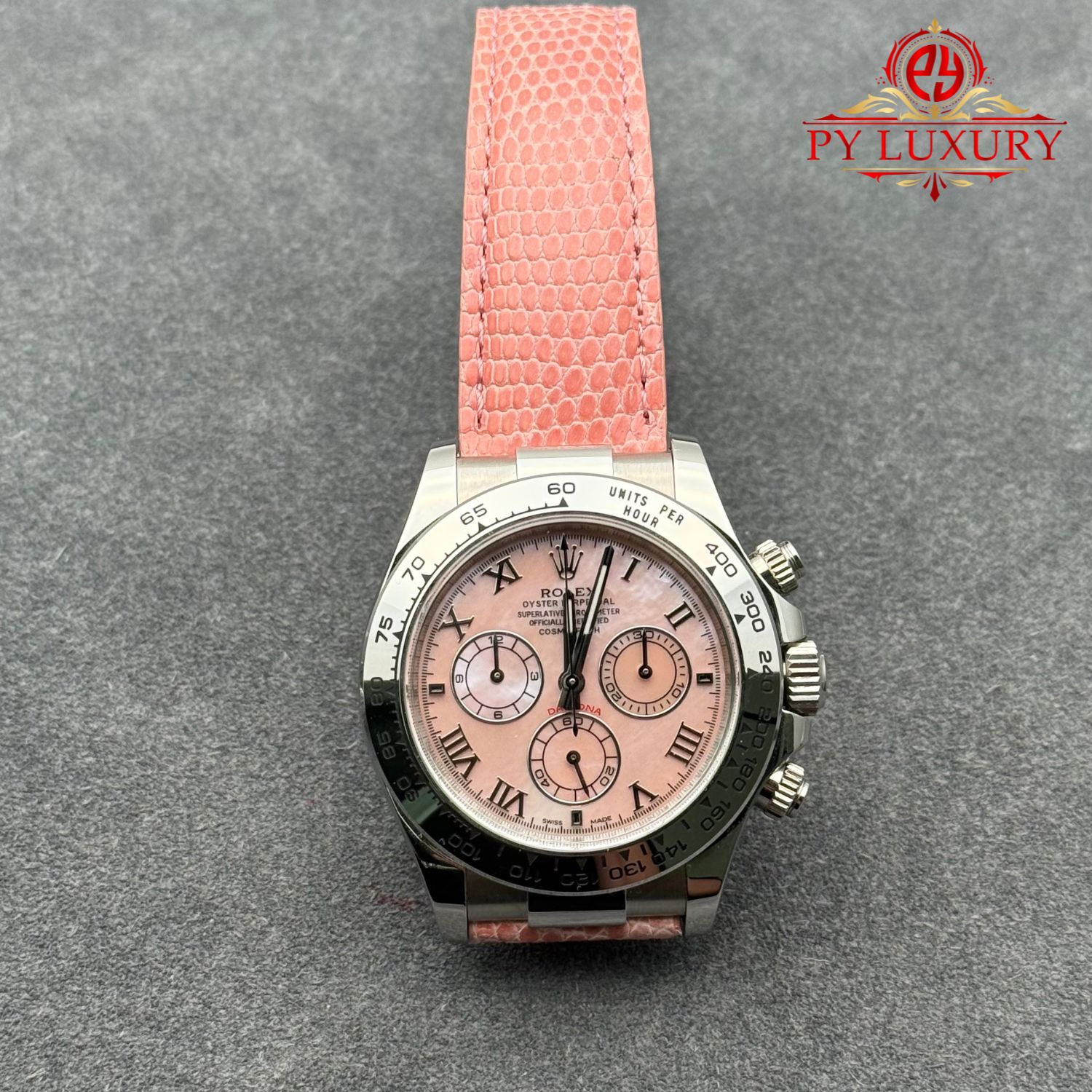 Rolex Daytona 116519 Pink Beach MOP Dial Crocodile Leather Strap 1:1 Best Replica 40mm - Image 3