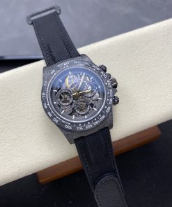 Rolex Daytona DiW Skeleton Dial Black Carbon Fiber Nylon Strap 1:1 Best Replica 40mm