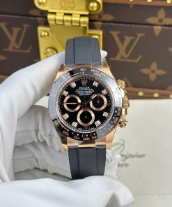 Rolex Cosmograph Daytona 116515LN Rose Gold Black Diamond Dial Oysterflex Strap 1:1 Best Replica Clean Factory 40mm