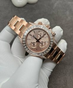 Rolex Daytona 126595TBR-0001 Sundust Diamond-set Dial Custom Made 18K Solid Pink Gold Baguette Diamonds 40mm