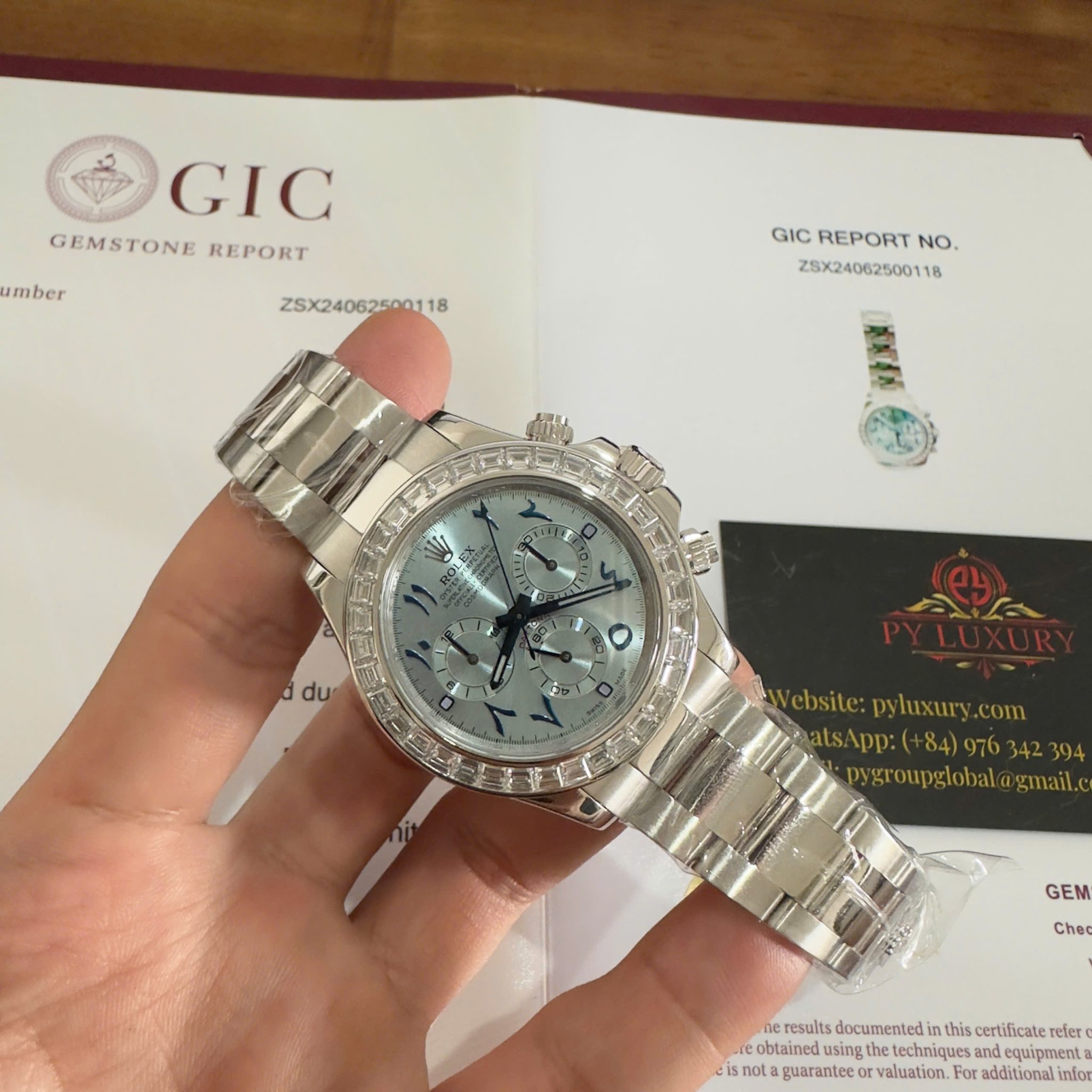 Rolex Daytona 116576TBR-0005 Platinum Arabic Dial Baguette Diamonds 40mm - Image 3