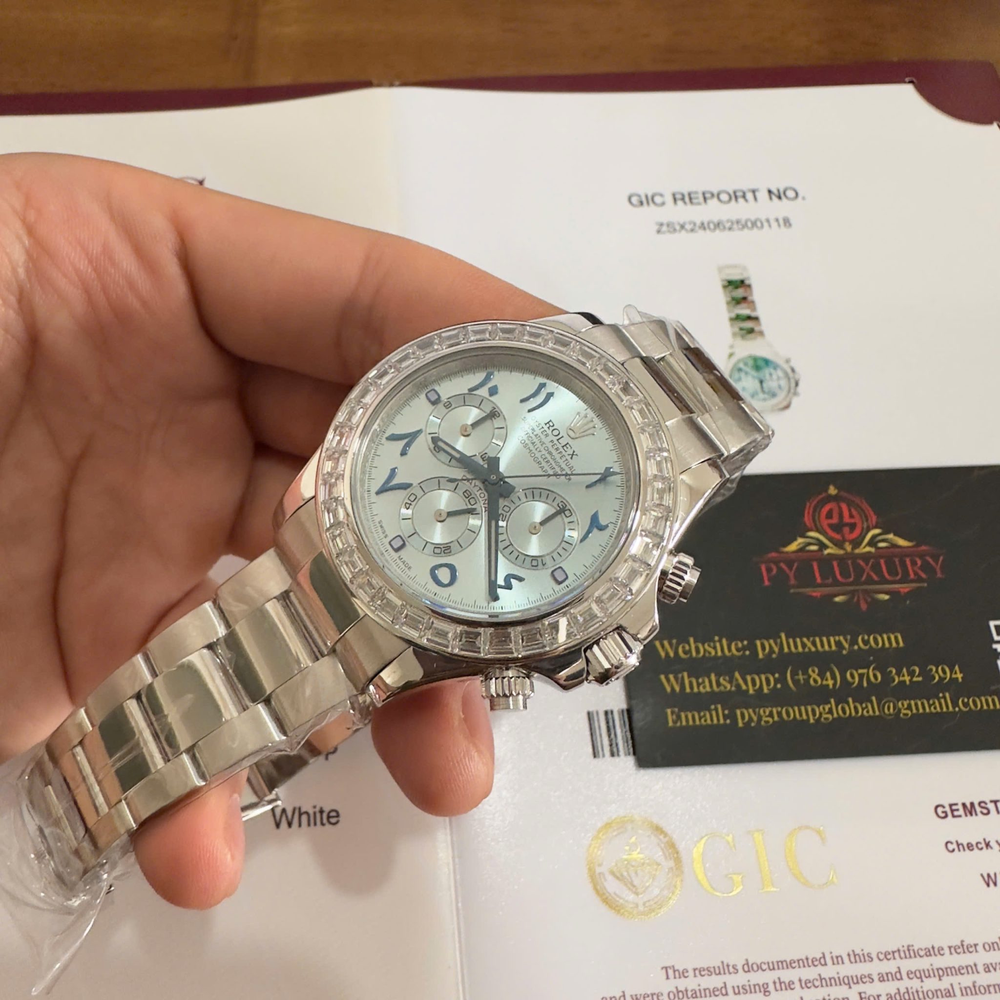 Rolex Daytona 116576TBR-0005 Platinum Arabic Dial Baguette Diamonds 40mm - Image 4