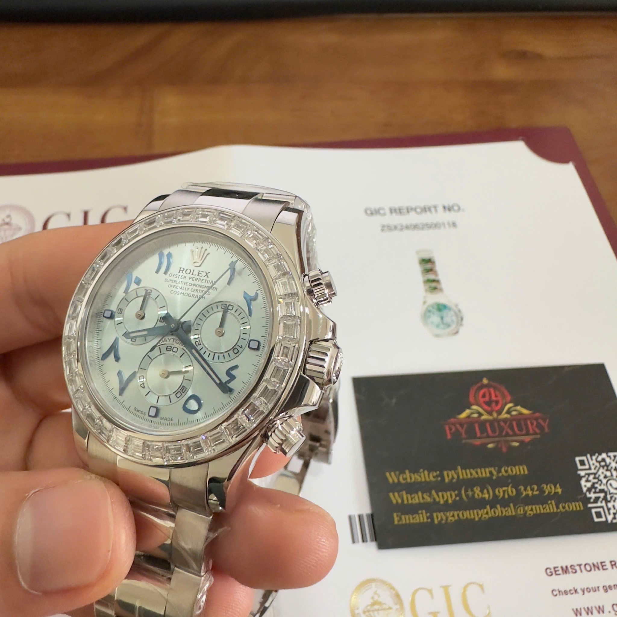 Rolex Daytona 116576TBR-0005 Platinum Arabic Dial Baguette Diamonds 40mm - Image 6