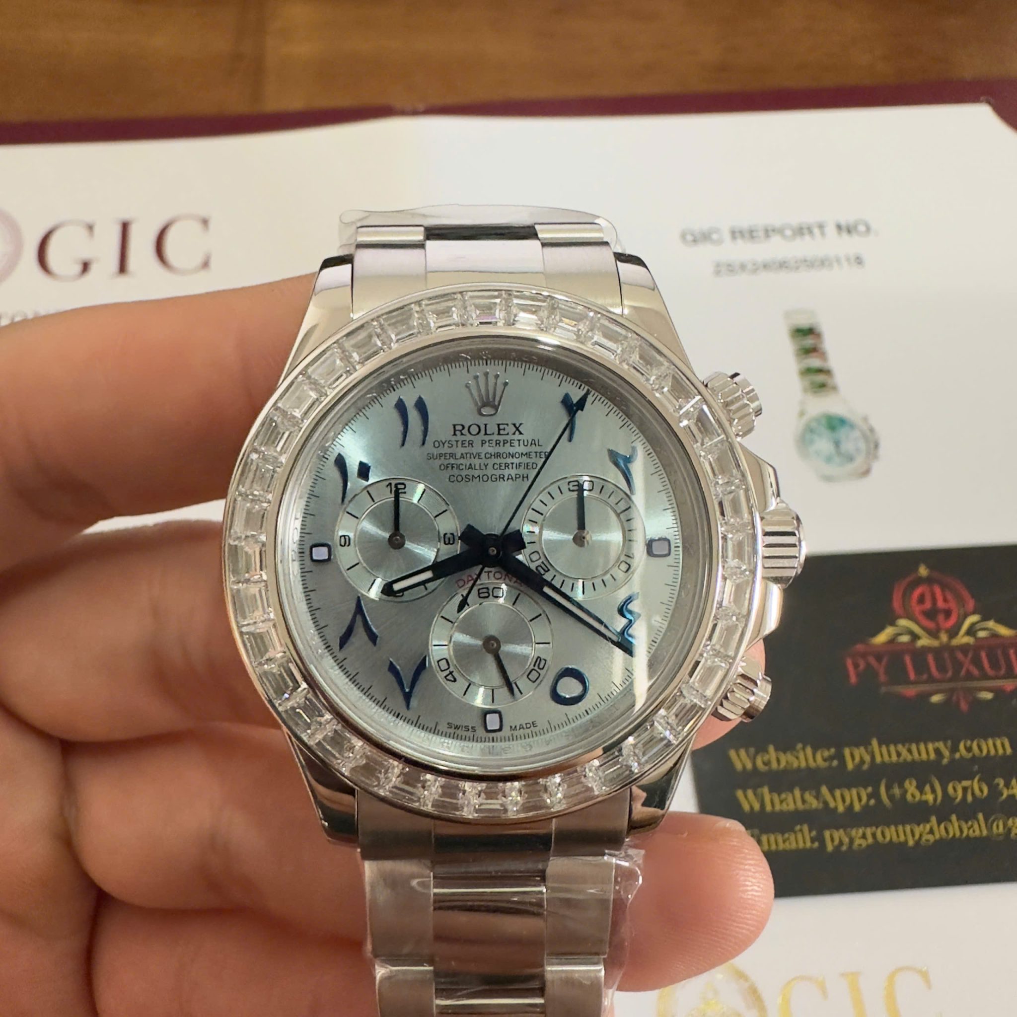 Rolex Daytona 116576TBR-0005 Platinum Arabic Dial Baguette Diamonds 40mm - Image 7