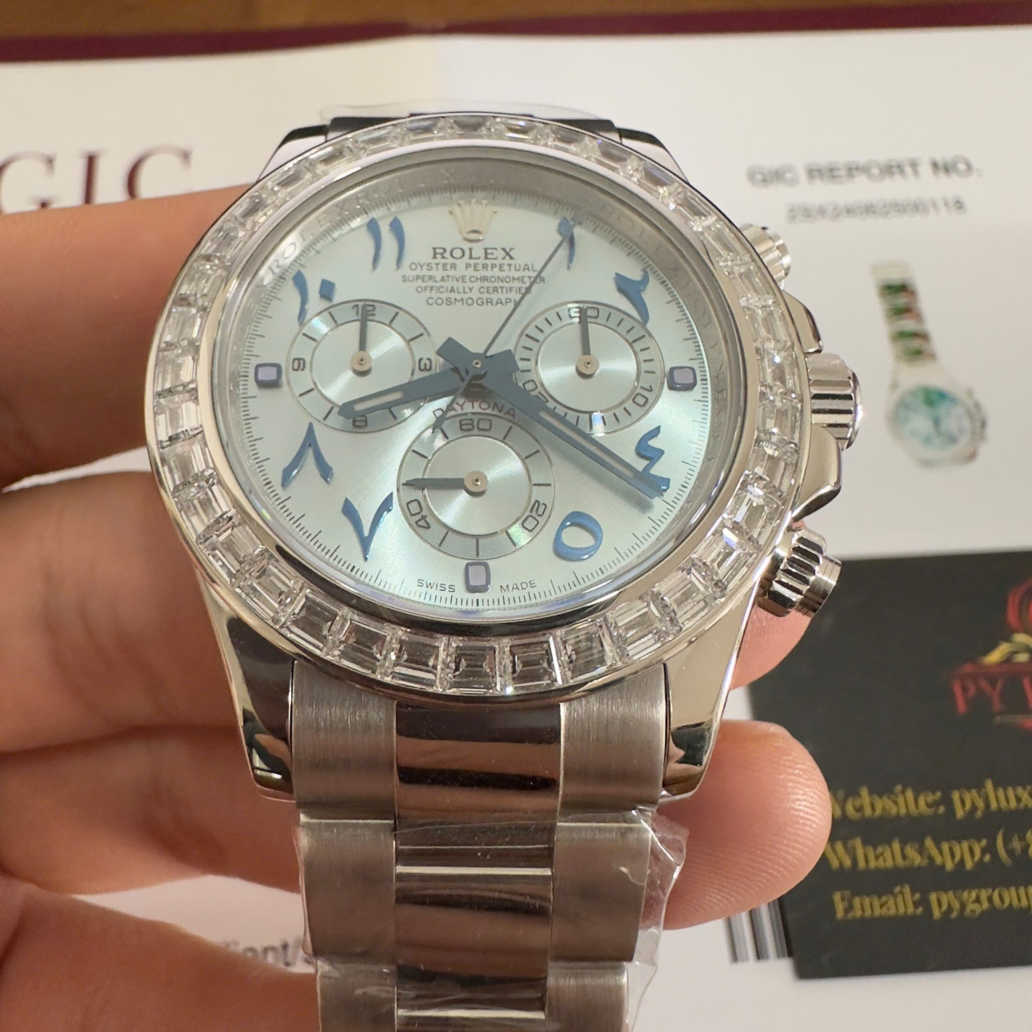 Rolex Daytona 116576TBR-0005 Platinum Arabic Dial Baguette Diamonds 40mm - Image 10