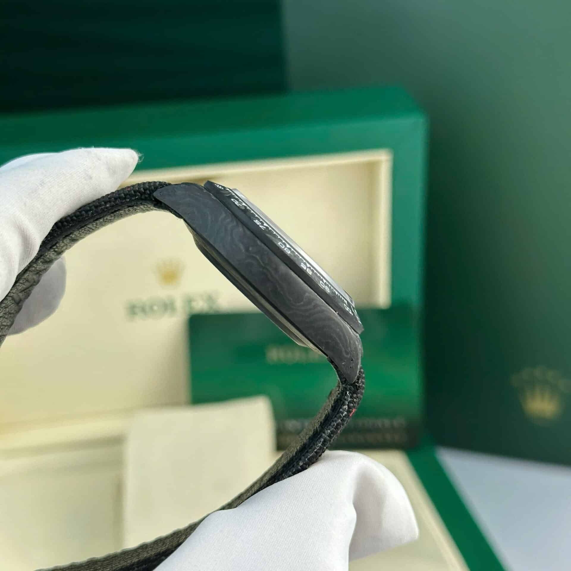 Rolex Daytona DiW Carbon Black Dial Red Stitching Strap Best Edition Noob Factory 40mm - Image 6