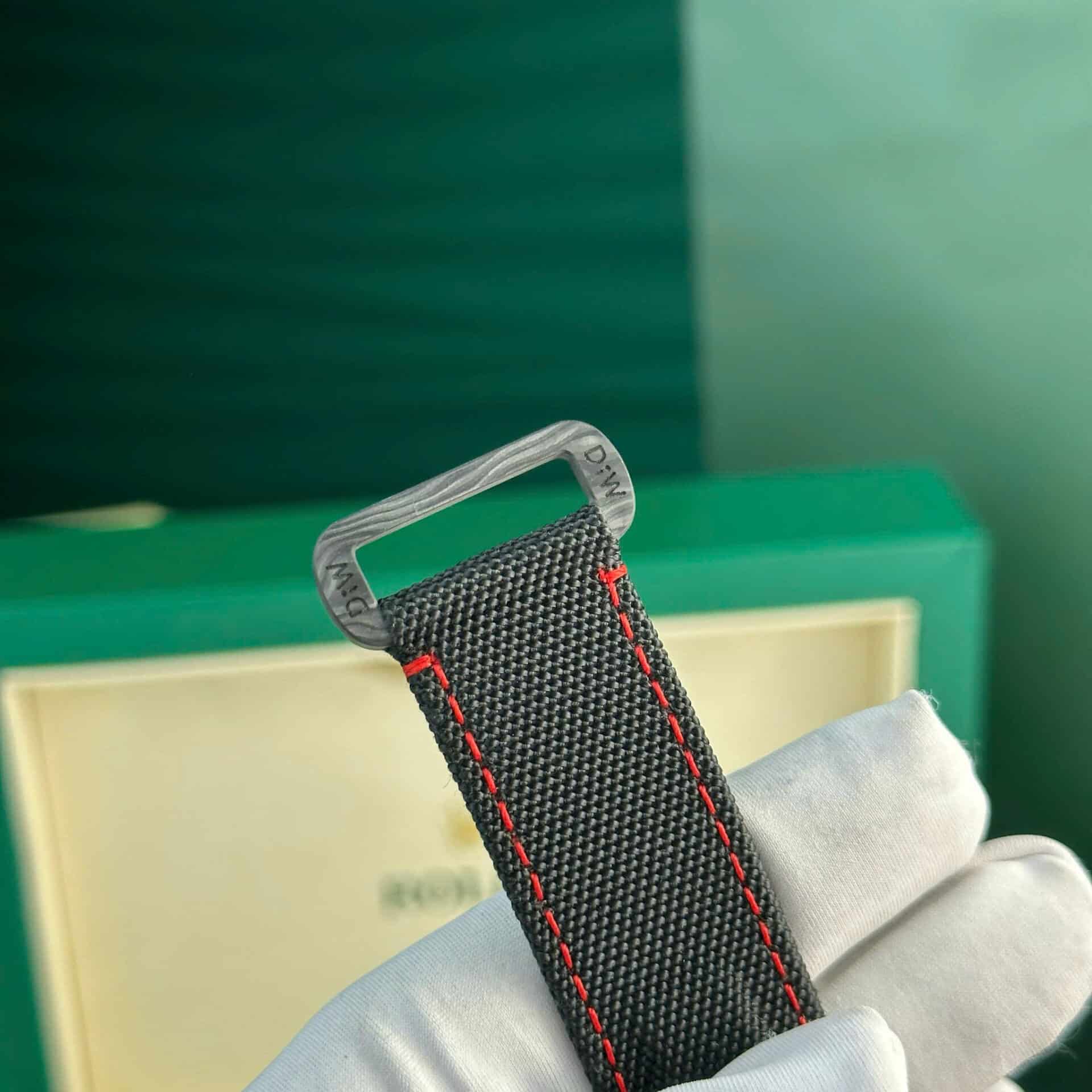 Rolex Daytona DiW Carbon Black Dial Red Stitching Strap Best Edition Noob Factory 40mm - Image 8