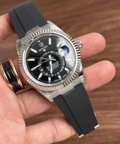 Rolex Sky-Dweller 326934 Black Dial Rubber Strap Best Replica 42mm