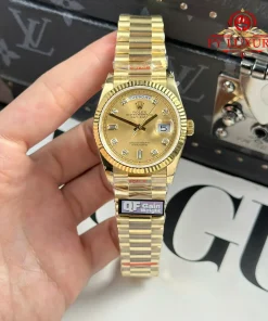 Rolex Day-Date 128238-0008 Yellow Gold Champagne-colour Diamond-set Dial 1:1 Best Replica QF 36mm