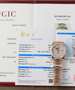 Rolex Day-Date 228235 Baguette Diamond Paved Dial 18K Gold Wrapped Custom Baguette Moissanite Bezel Best Replica 40mm