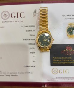Rolex Day-Date 228238-0061 Green Roman Dial 18K Yellow Gold Wrapped Best Replica V3 GMF 40mm