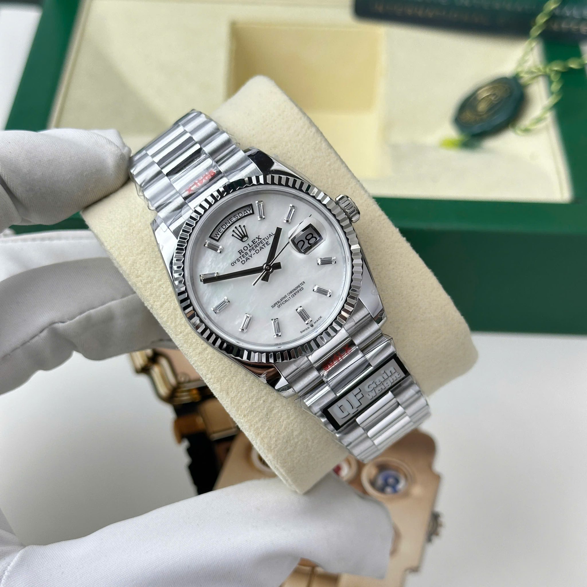 Rolex Day-Date 128239-0065 White MOP Dial Gain Weight 1:1 Replica QF 36mm - Image 2