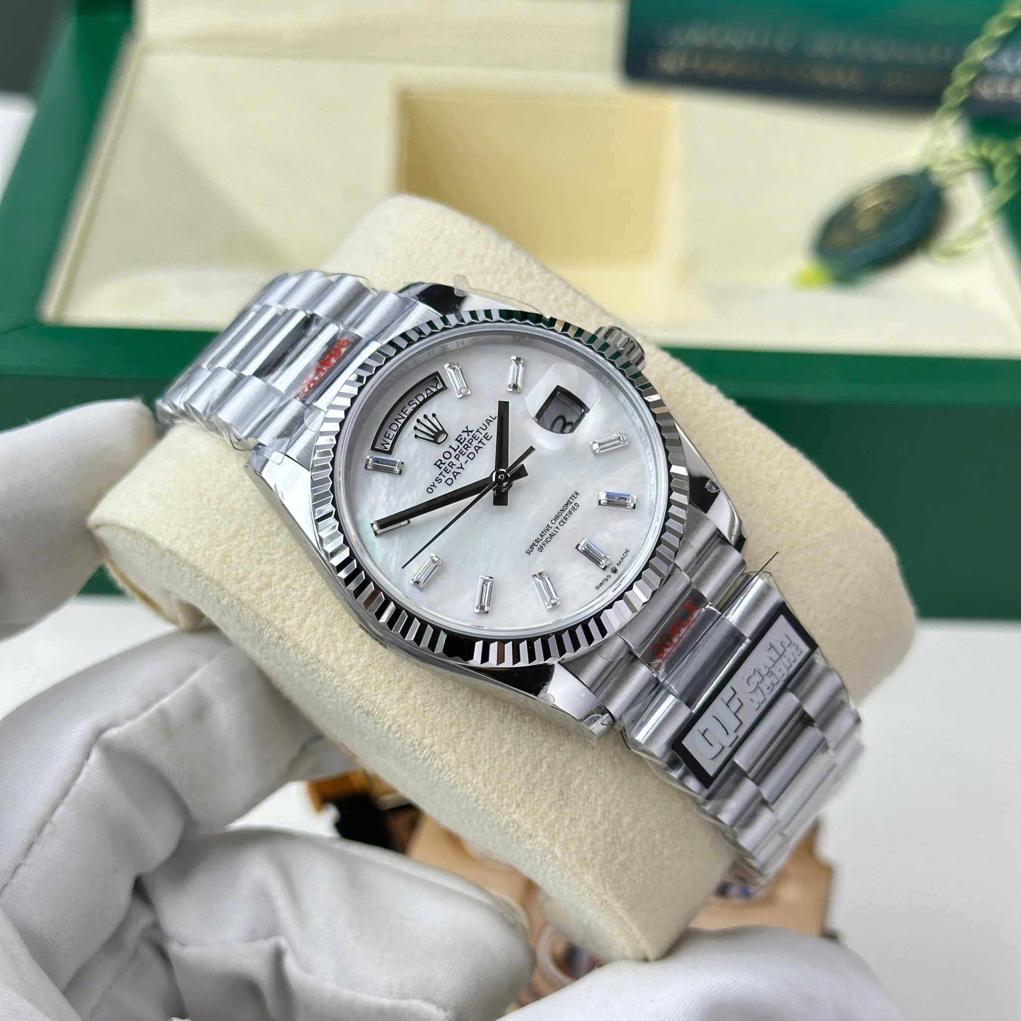 Rolex Day-Date 128239-0065 White MOP Dial Gain Weight 1:1 Replica QF 36mm - Image 4