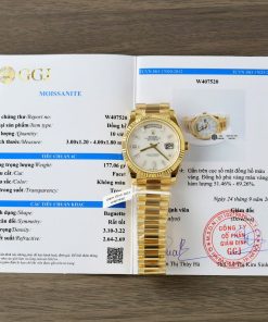 Rolex Day-Date 228238-0071 MOP Baguette Moissanite Index Dial 18K Yellow Gold Wrapped GMF V3 Best Replica 40mm