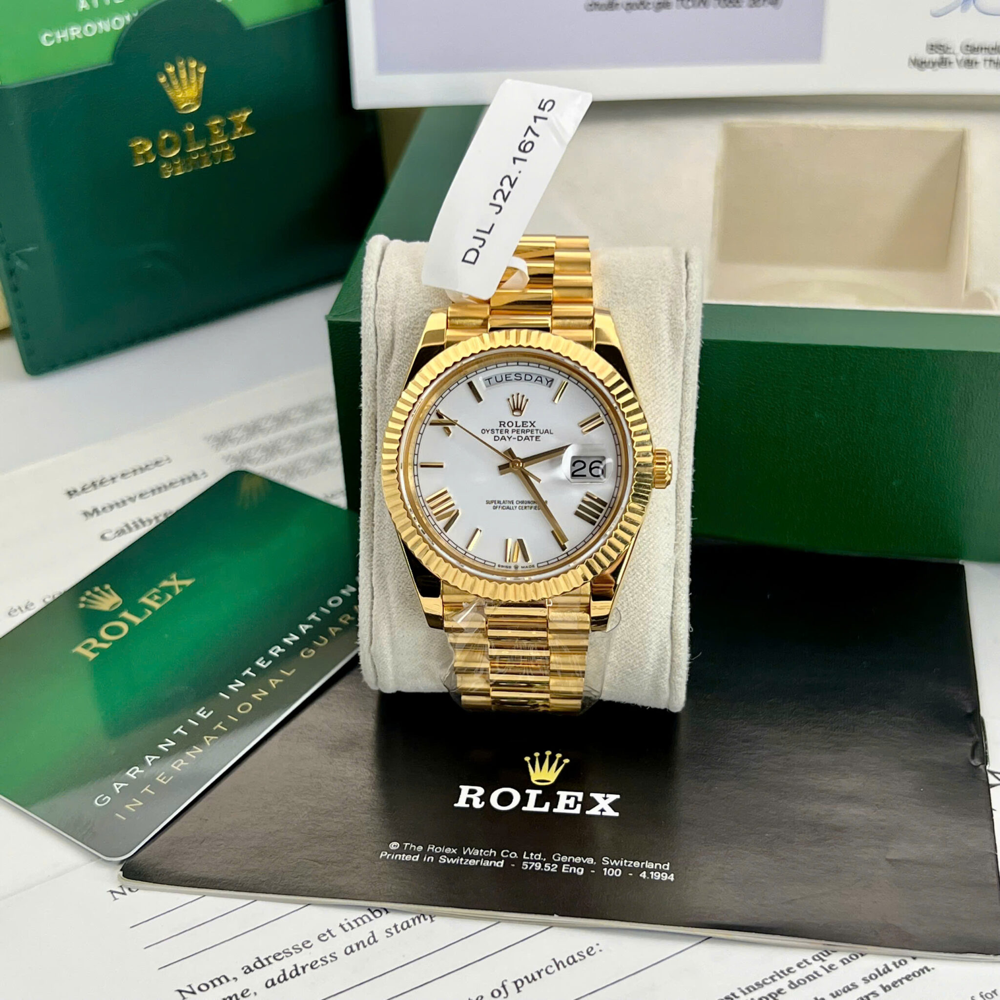 Rolex Day-Date 228238-0042 White Roman Dial 18K Gold Wrapped GMF V3 Best Replica 40mm - Image 2