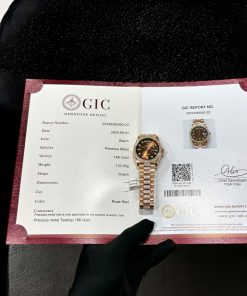 Rolex Day-Date 128345RBR Brown Ombré Diamond Dial 18K Gold Wrapped Custom Moissanite 1:1 Replica 36mm