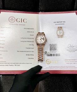 Rolex Day-Date 36 Meteorite Dial 18K Rose Gold Wrapped Custom Moissanite Dial & Moissanite Bracelet Best Replica 36mm