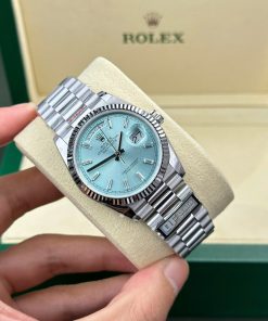 Rolex Day-Date 128236-0009 Ice-blue Diamond-set Dial 158g Best Replica QF 36mm