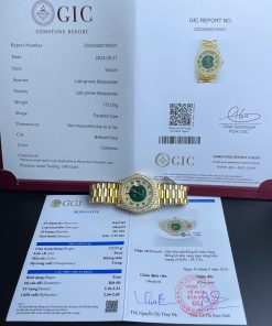 Rolex Day-Date 40 Green Diamond Paved Arabic Dial 18K Gold Wrapped Custom Moissanite Dial & Dial Best Replica 40mm