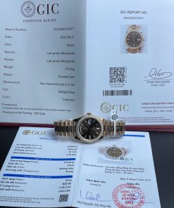 Rolex Day-Date 228345RBR Chocolate Baguette Dial 18K Gold Wrapped Moissanite Bezel 174g GMF V3 40mm