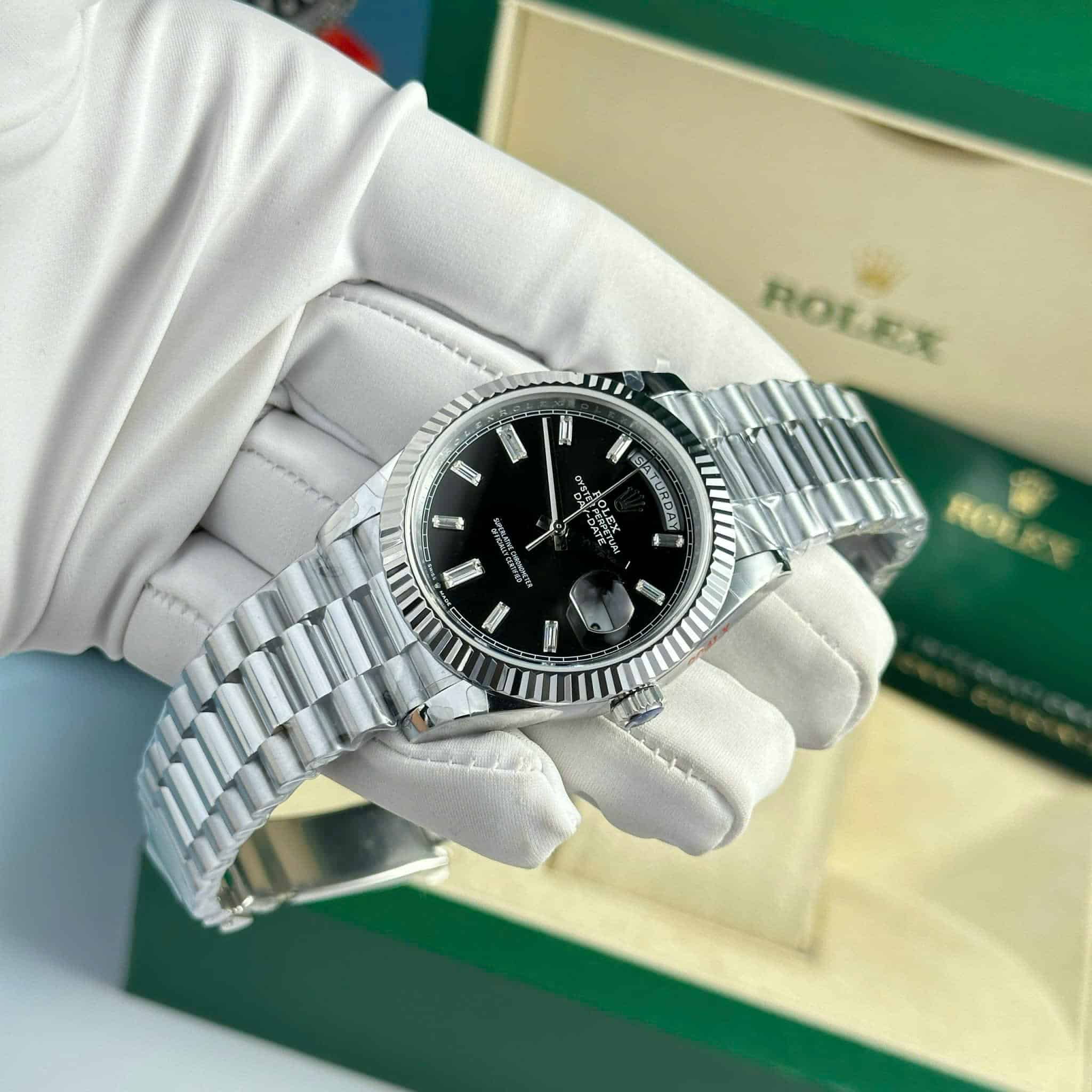 Rolex Day-Date 228239 Black Baguette Dial 187g Super Clone QF 40mm - Image 2