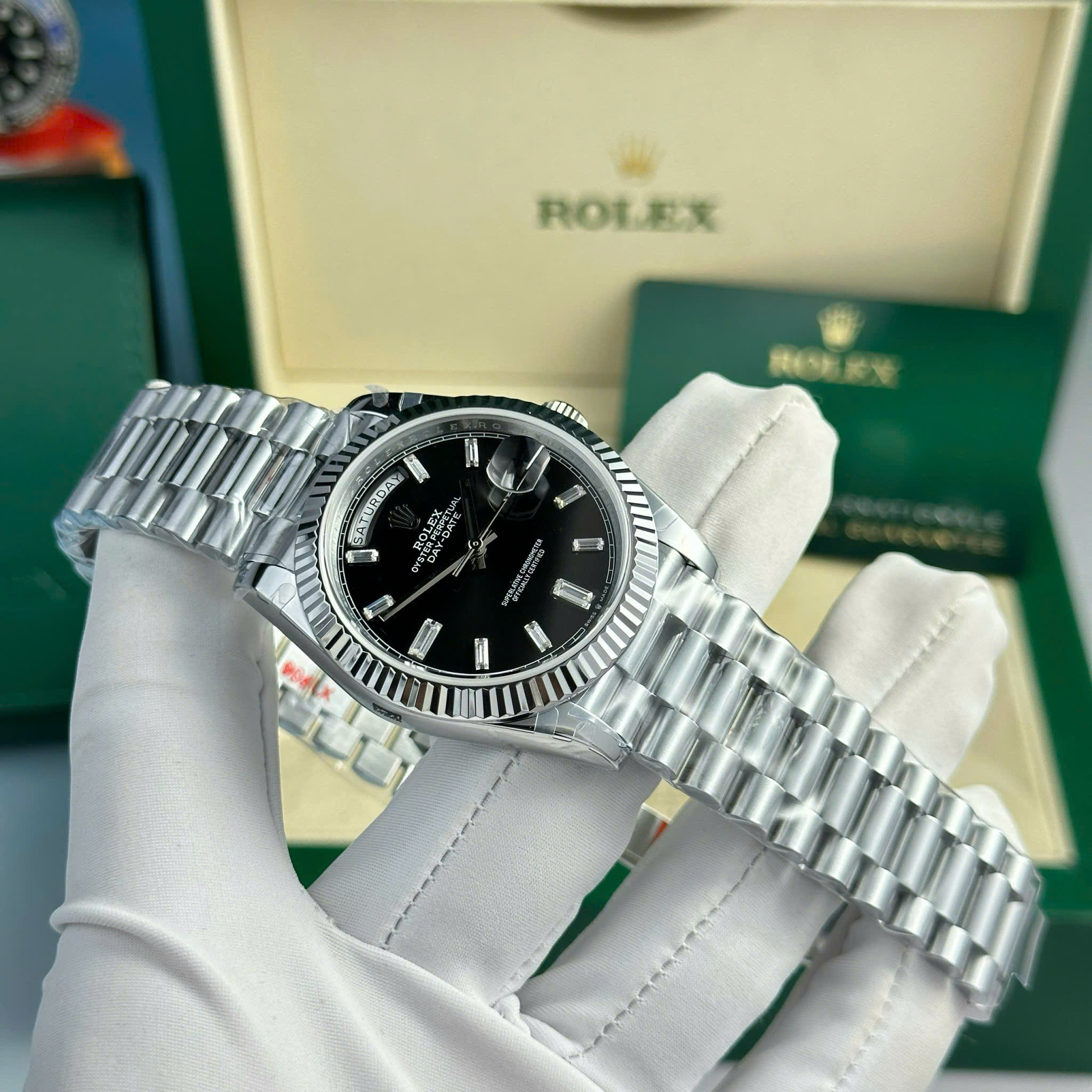 Rolex Day-Date 228239 Black Baguette Dial 187g Super Clone QF 40mm - Image 4