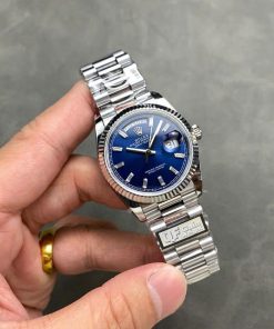 Rolex Day-Date 128239-0069 White Gold Bright Blue Diamond-set Dial 158g Best Replica QF 36mm