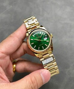 Rolex Day-Date 128238-0130 Yellow Gold Bright Green Diamond-set Dial 158g Super Clone QF 36mm