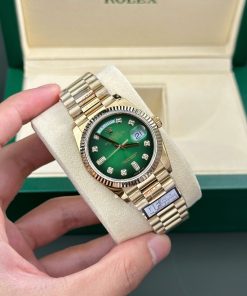 Rolex Day-Date 128238-0069 Yellow Gold Green Ombré Diamond-set Dial 158g Super Clone QF 36mm
