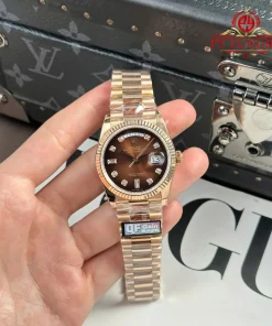 Rolex Day-Date 128235-0037 Brown Ombré Diamond-set Dial Rose Gold 158g Best Quality Replica QF 36mm