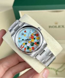 Rolex Oyster Perpetual 124300 Turquoise Blue Celebration-motif Dial Best Replica Clean Factory 41mm