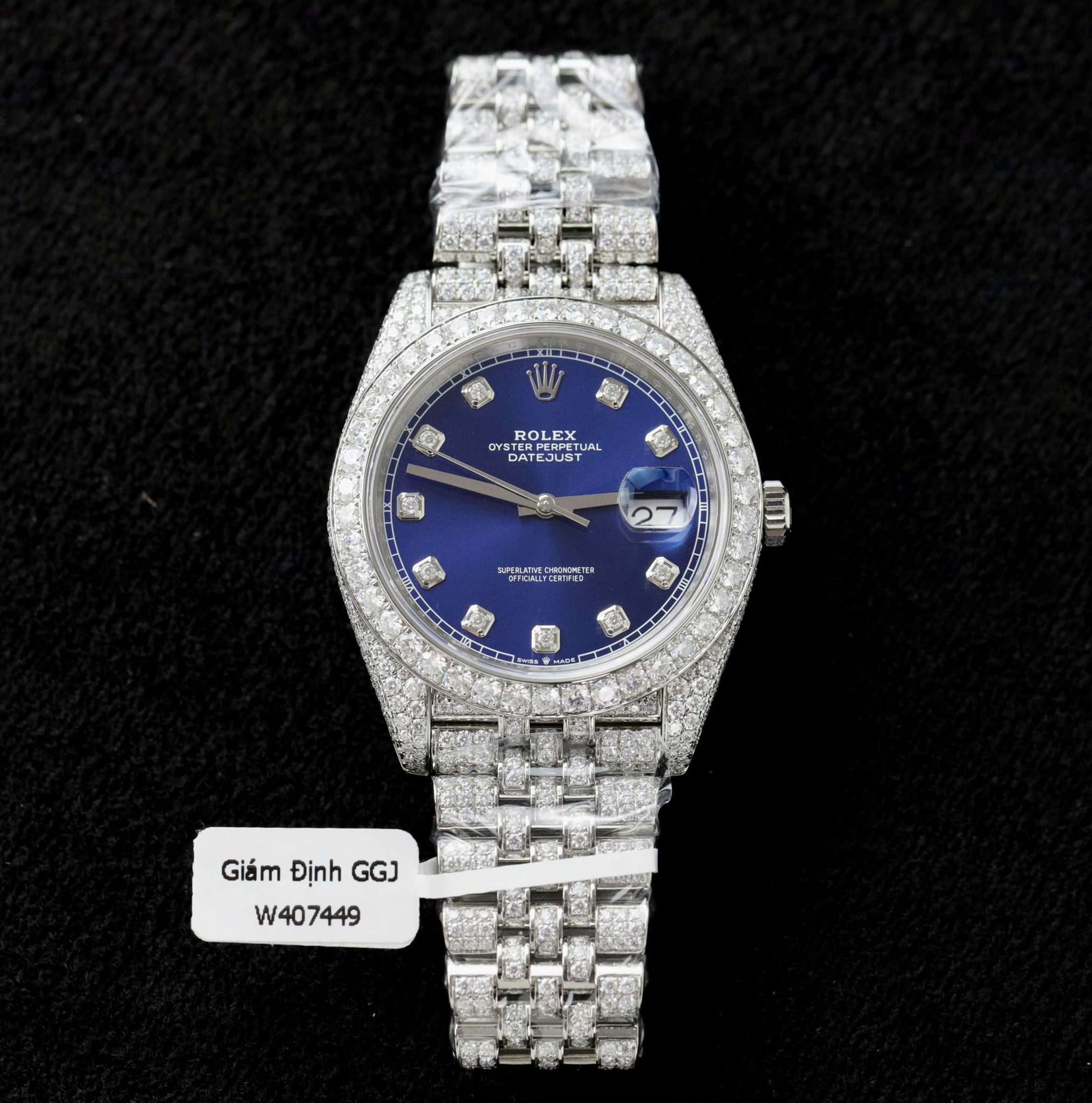 Rolex Datejust 41 Blue Diamond Dial Jubilee Iced Out Moissanite Best Replica 41mm - Image 2