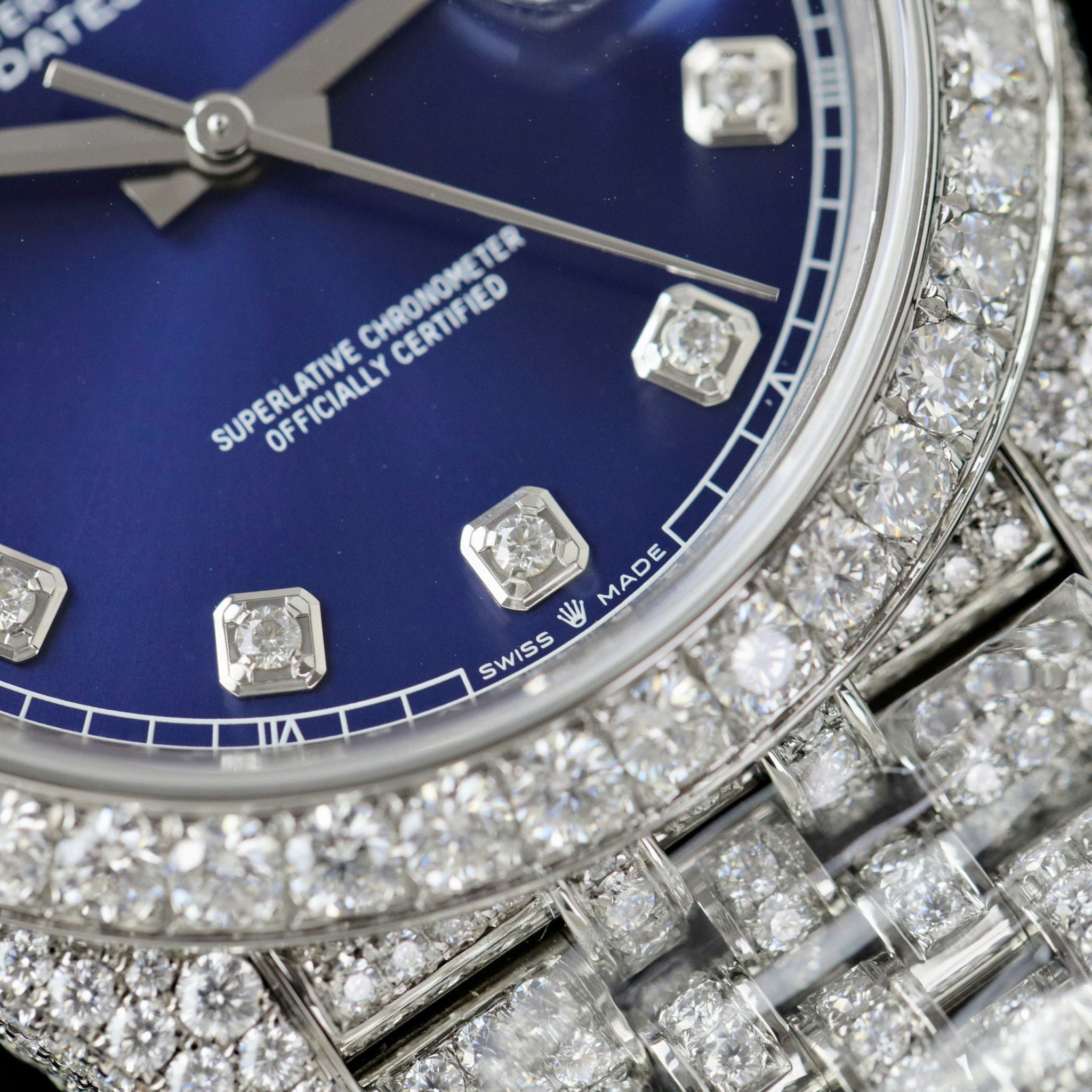Rolex Datejust 41 Blue Diamond Dial Jubilee Iced Out Moissanite Best Replica 41mm - Image 7