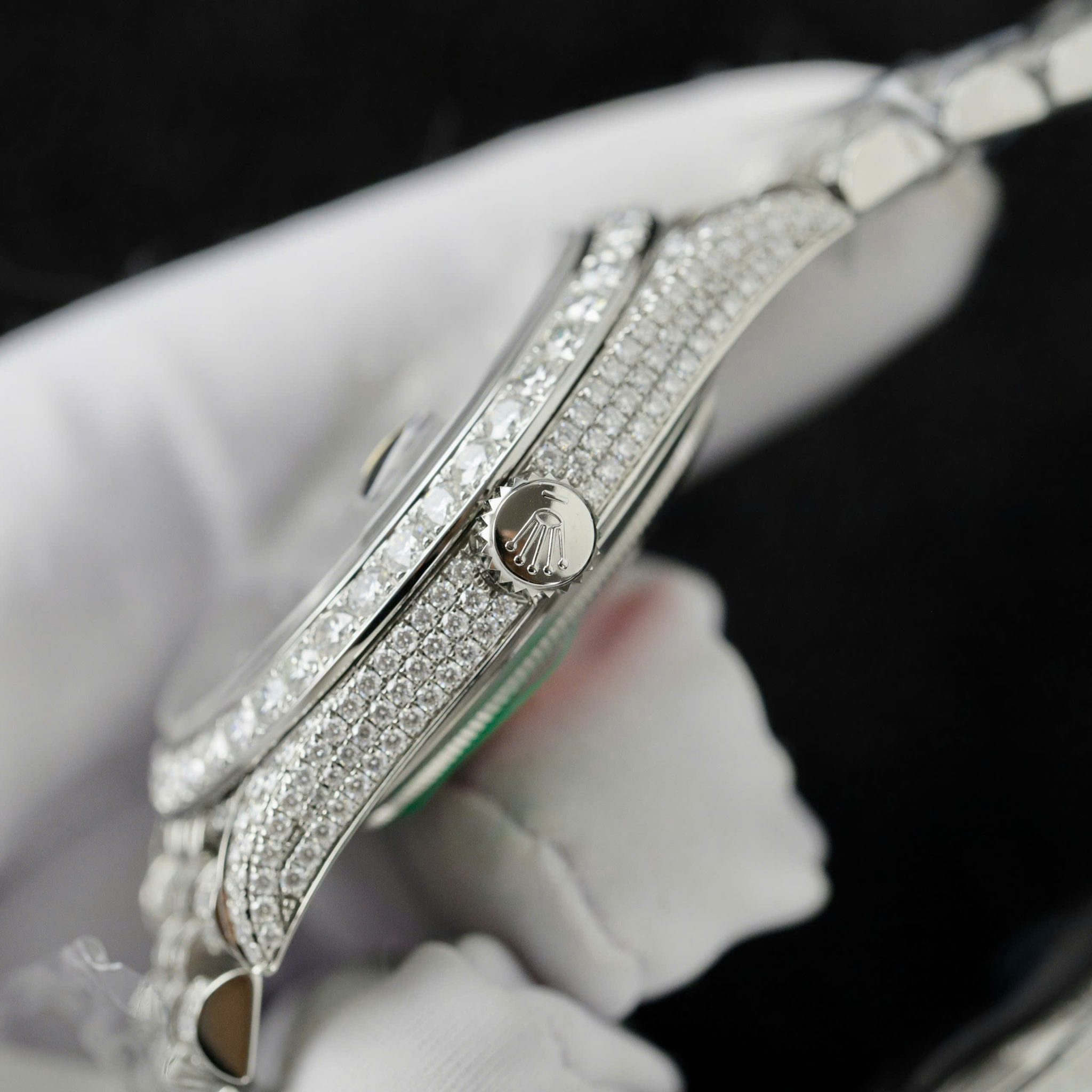 Rolex Datejust 41 Blue Diamond Dial Jubilee Iced Out Moissanite Best Replica 41mm - Image 9