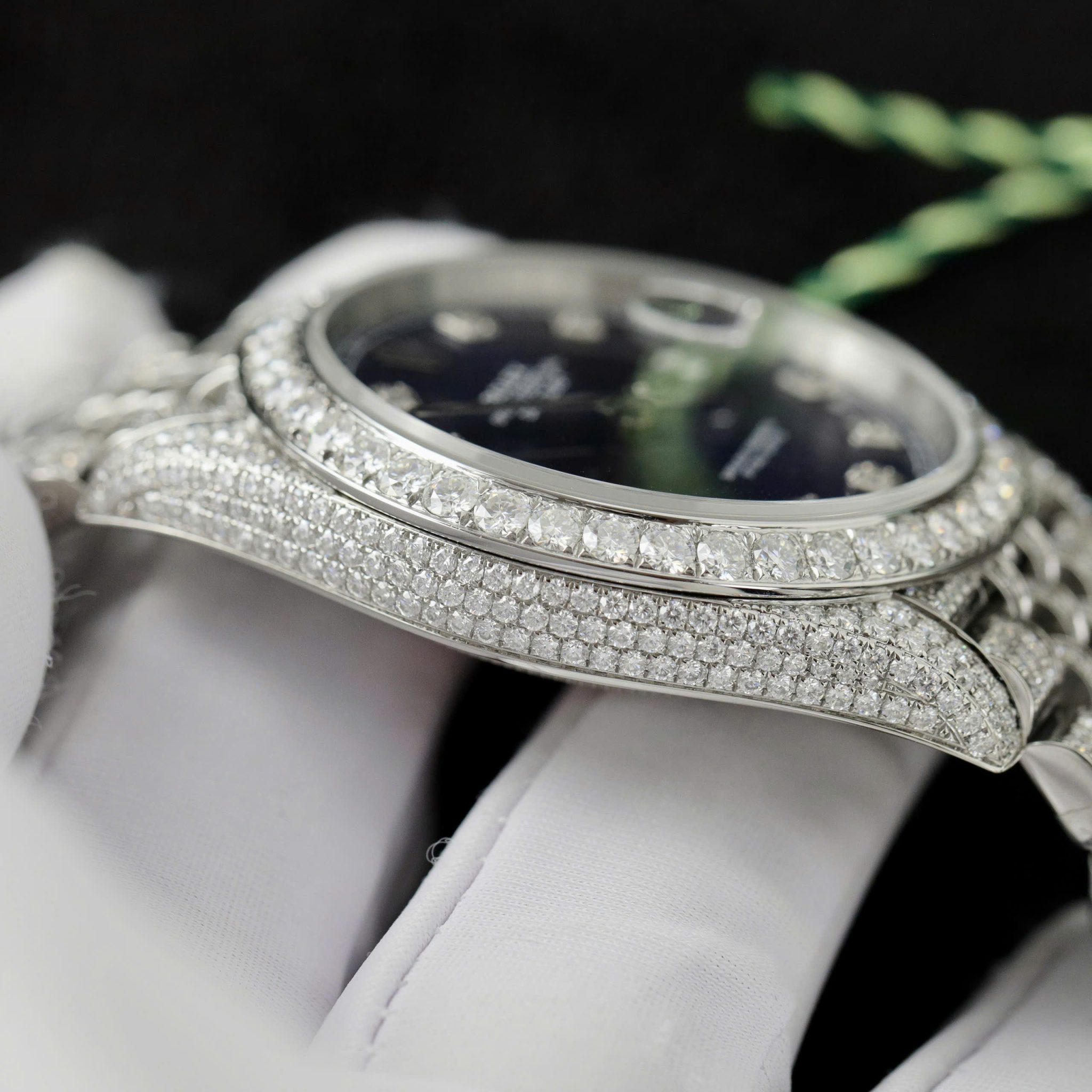 Rolex Datejust 41 Blue Diamond Dial Jubilee Iced Out Moissanite Best Replica 41mm - Image 10
