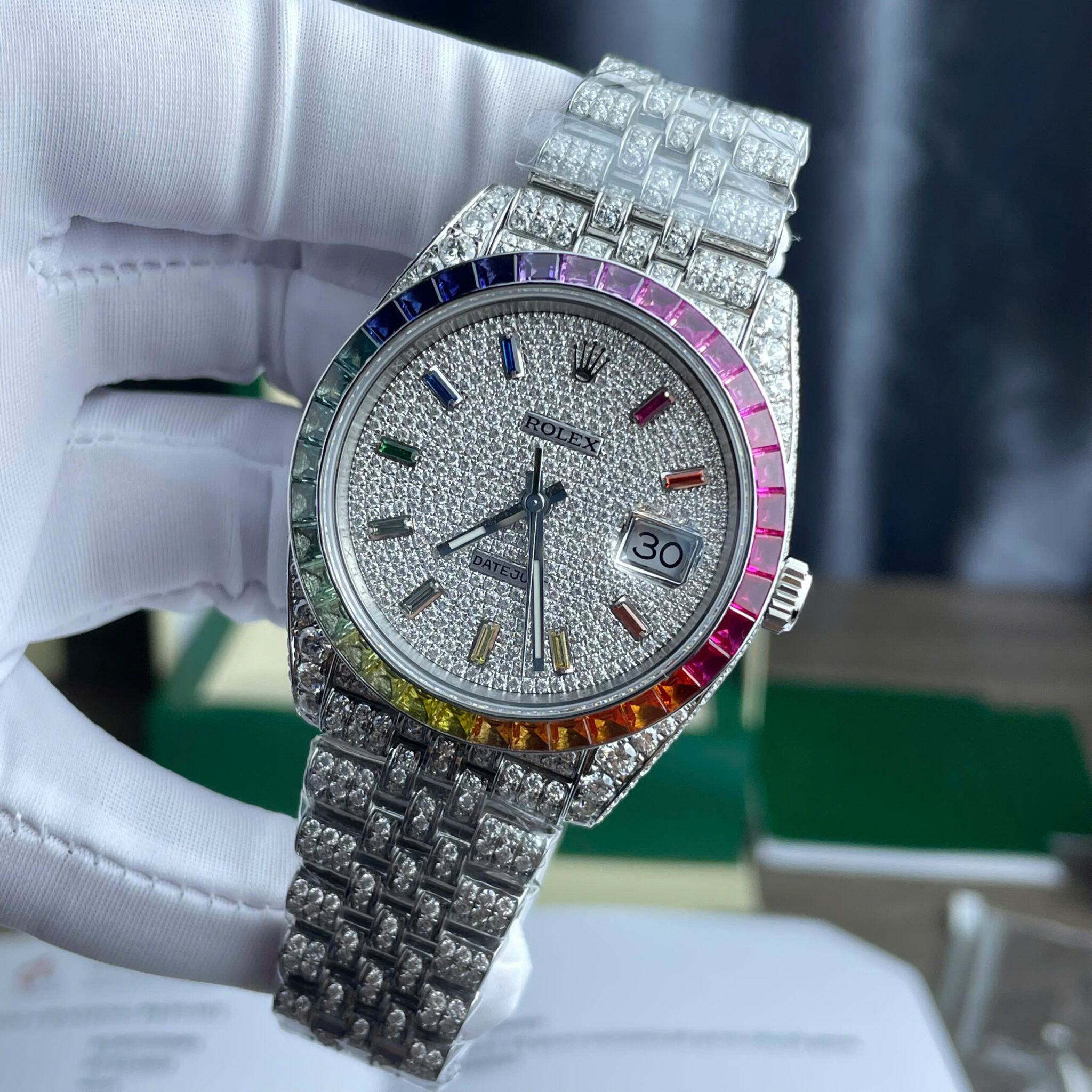 Rolex Datejust 41 Iced Out Moissanite Rainbow Jubilee Best Quality Replica 41mm - Image 2