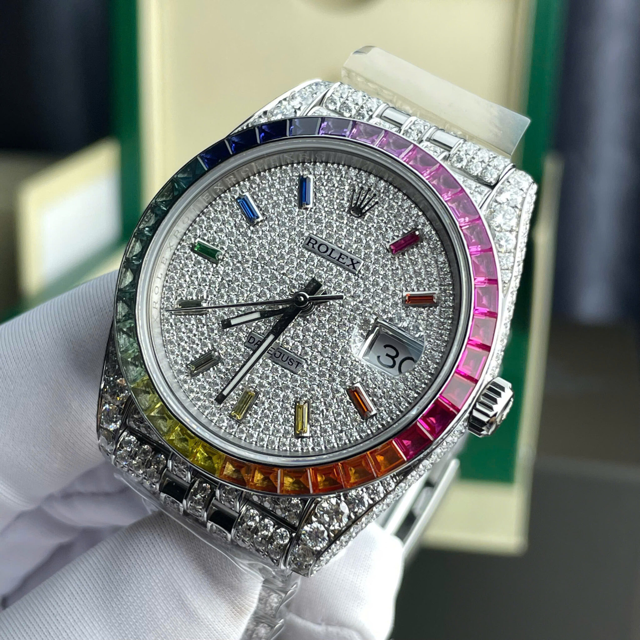 Rolex Datejust 41 Iced Out Moissanite Rainbow Jubilee Best Quality Replica 41mm - Image 4