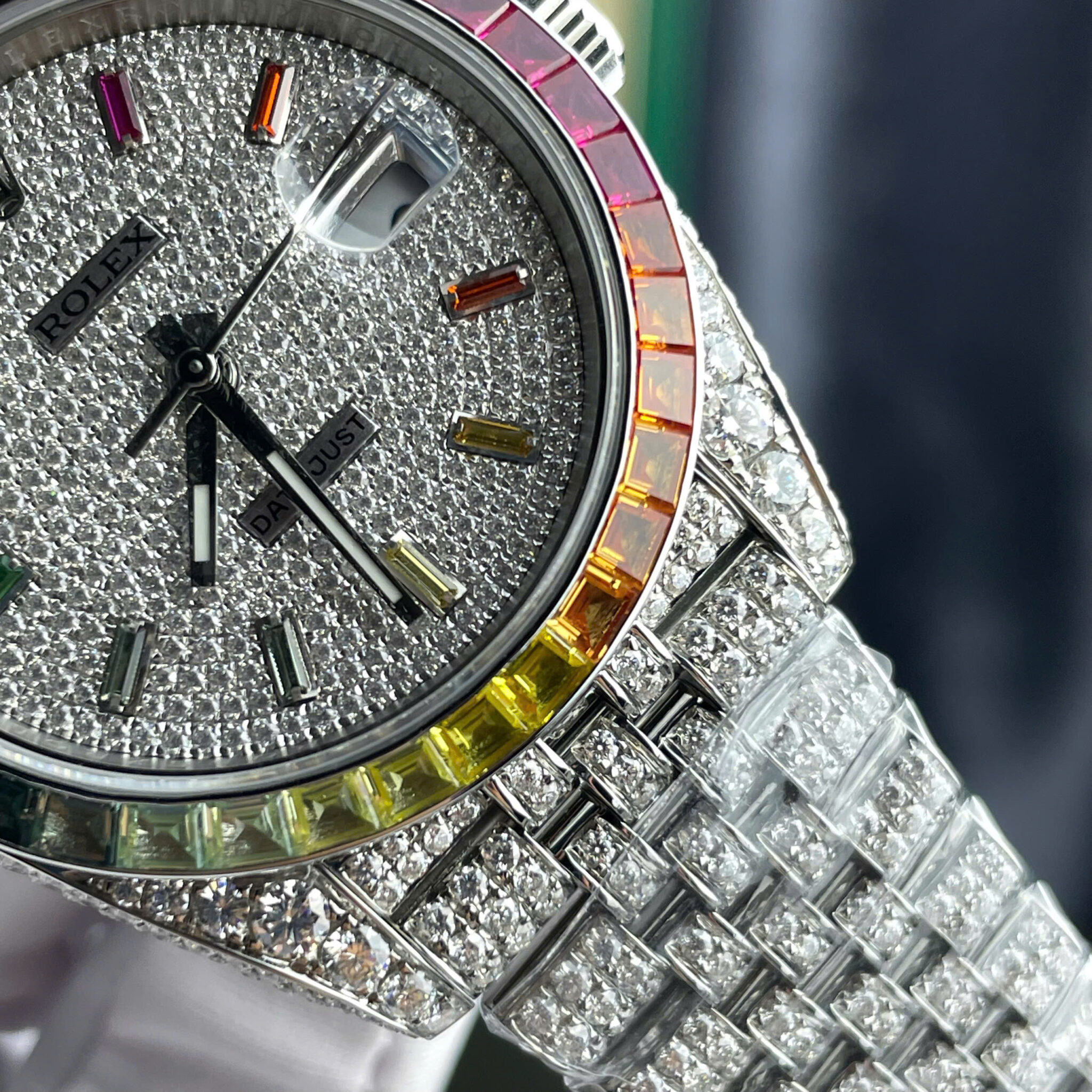 Rolex Datejust 41 Iced Out Moissanite Rainbow Jubilee Best Quality Replica 41mm - Image 5