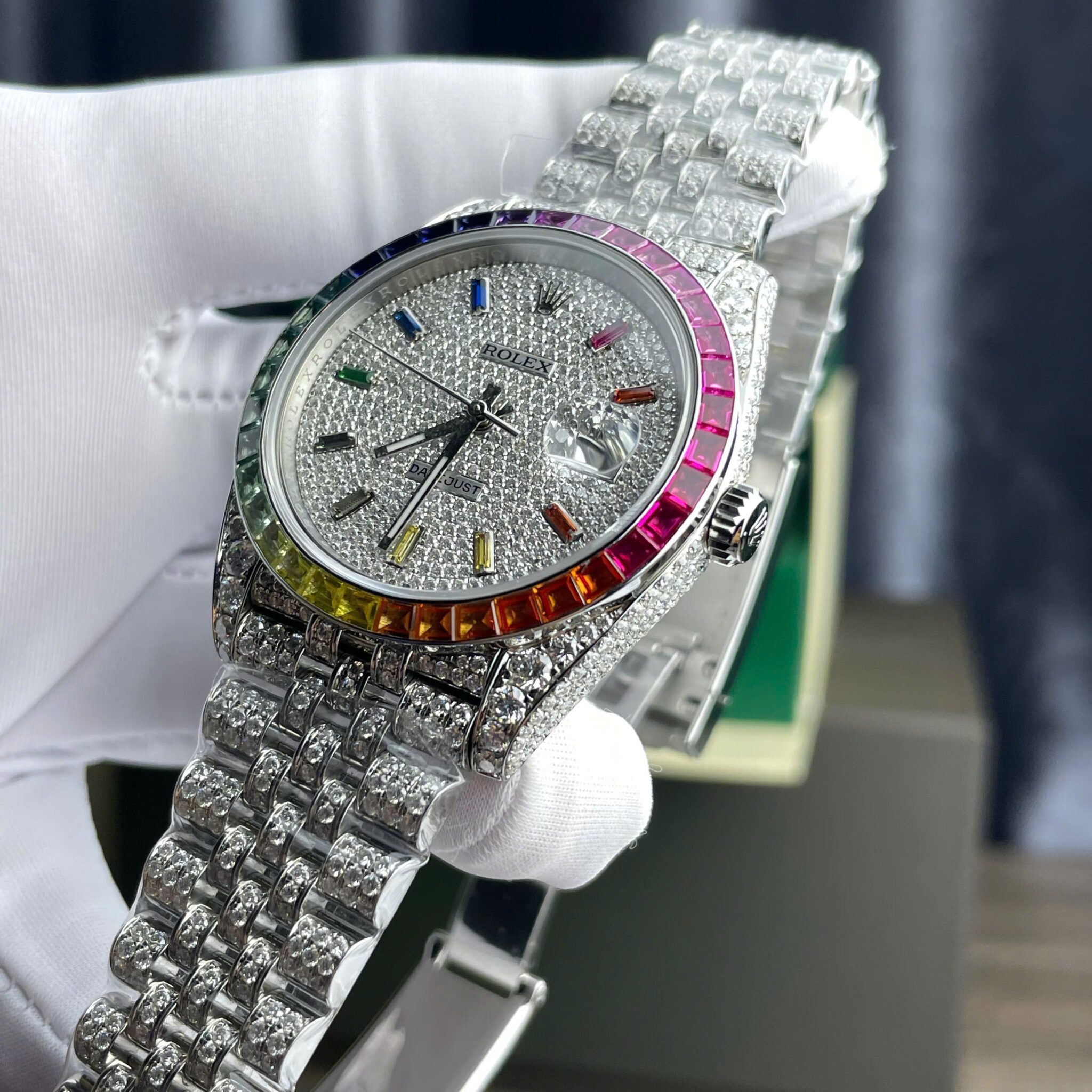 Rolex Datejust 41 Iced Out Moissanite Rainbow Jubilee Best Quality Replica 41mm - Image 6