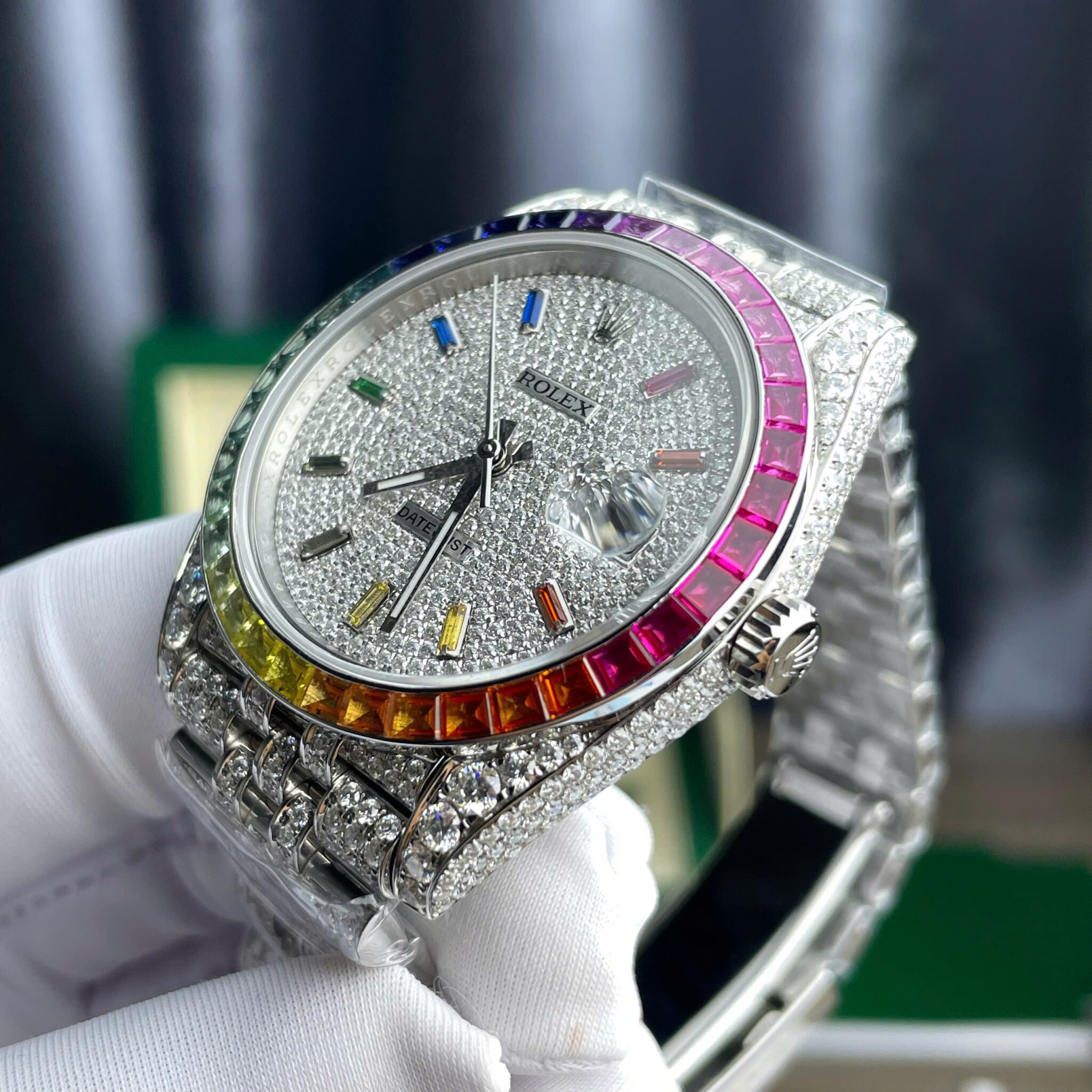 Rolex Datejust 41 Iced Out Moissanite Rainbow Jubilee Best Quality Replica 41mm - Image 7
