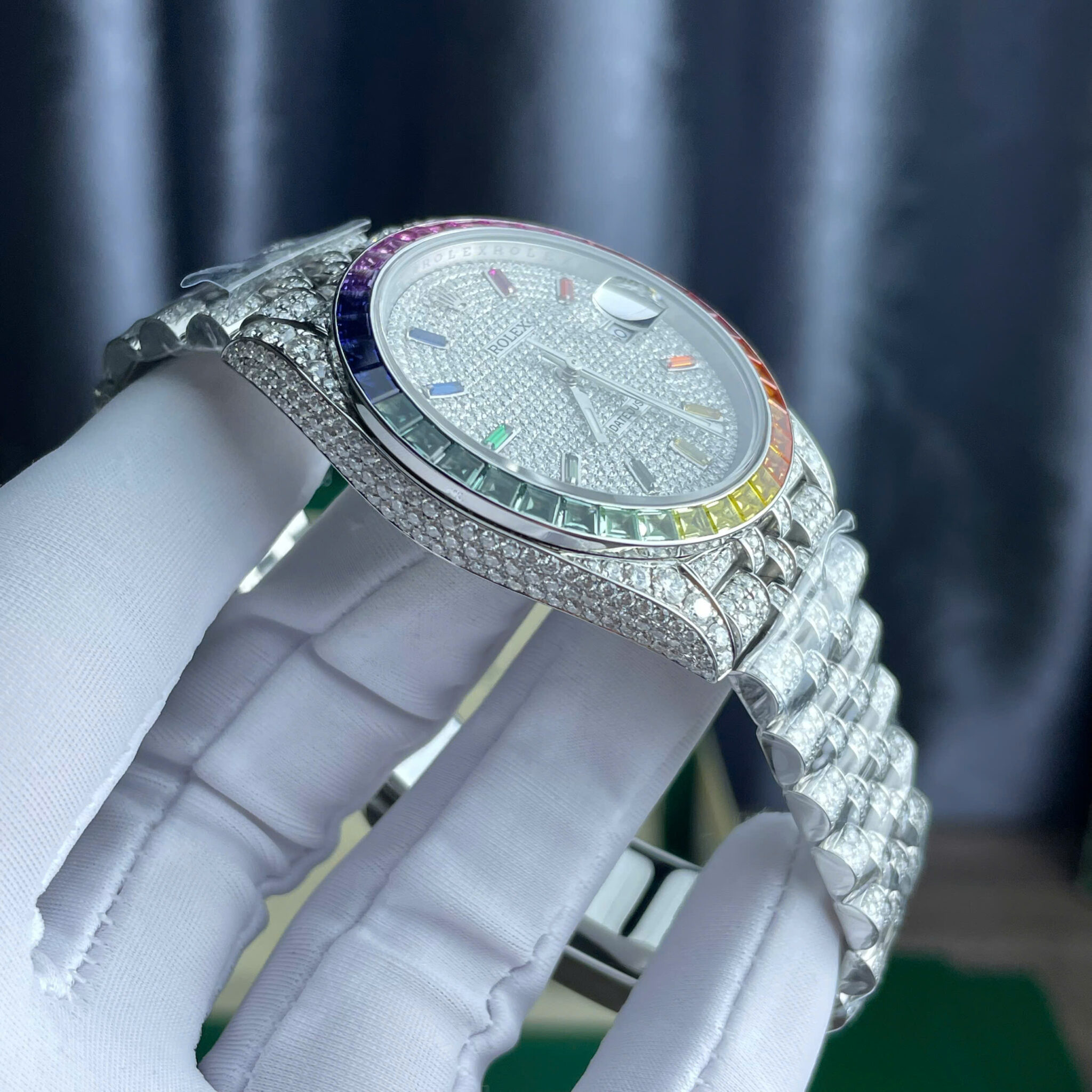 Rolex Datejust 41 Iced Out Moissanite Rainbow Jubilee Best Quality Replica 41mm - Image 8