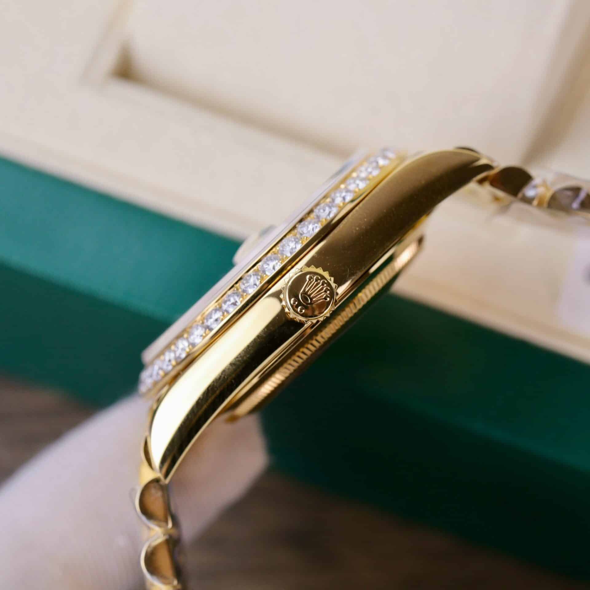 Rolex Day-Date 228348RBR 18K Yellow Gold Wrapped Champagne Baguette Diamond Dial Moissanite Bezel 173g GMF V3 40mm - Image 7