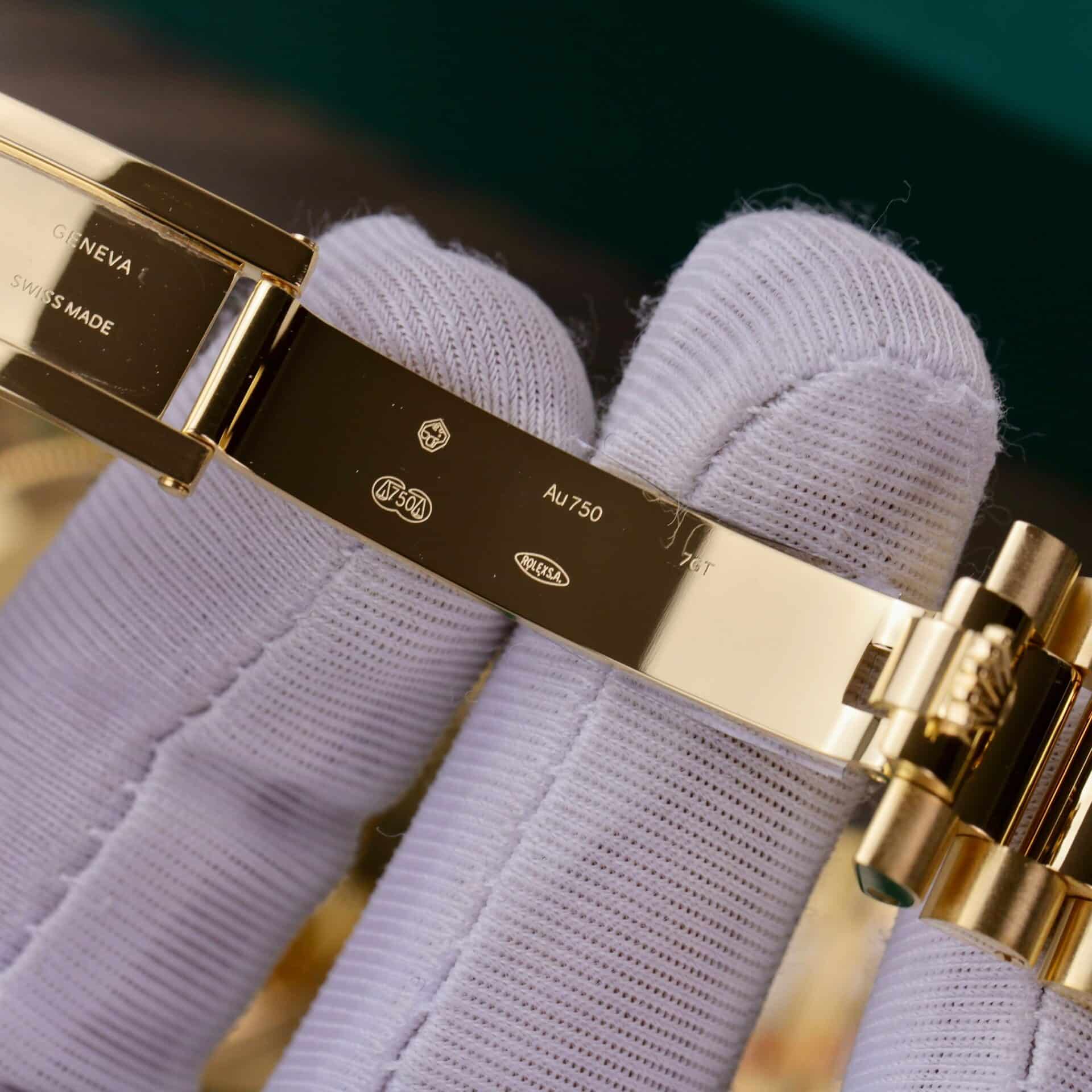 Rolex Day-Date 228348RBR 18K Yellow Gold Wrapped Champagne Baguette Diamond Dial Moissanite Bezel 173g GMF V3 40mm - Image 9