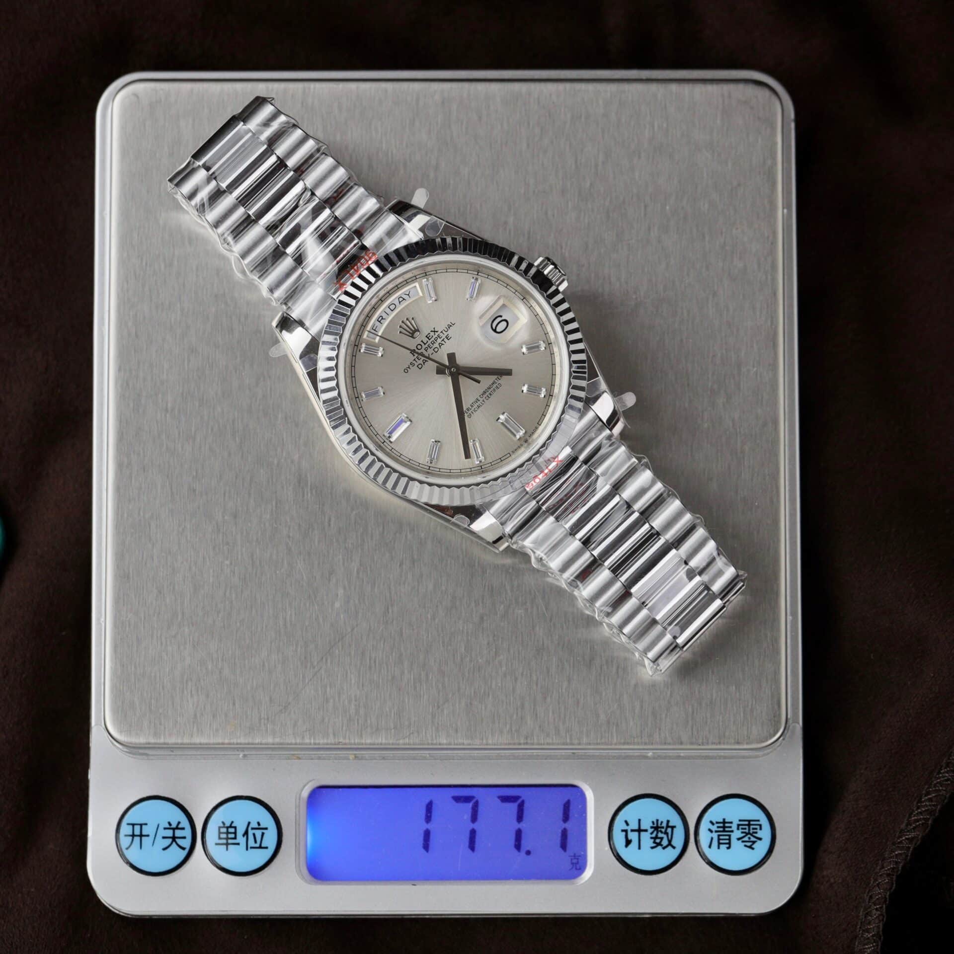 Rolex Day-Date 228239 Silver Baguette Dial 177g Best Replica V3 GMF 40mm - Image 2