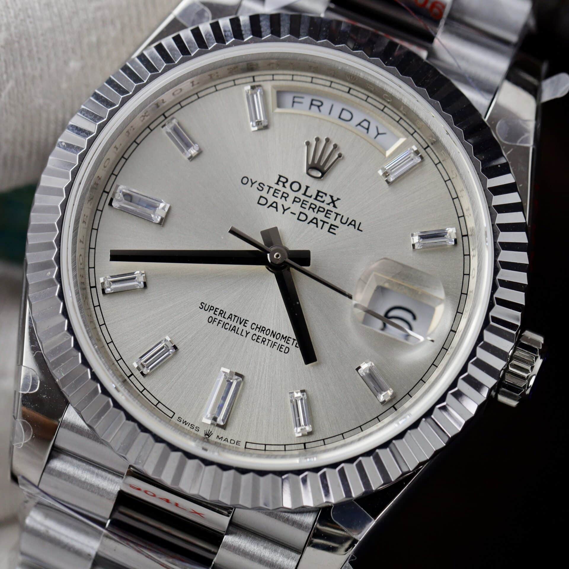 Rolex Day-Date 228239 Silver Baguette Dial 177g Best Replica V3 GMF 40mm - Image 5