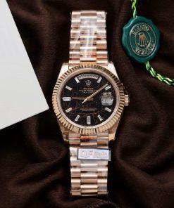 Rolex Day-Date 228235 Rose Gold Einsenkiesel Baguette Dial 186g Best Replica Q Factory 40mm